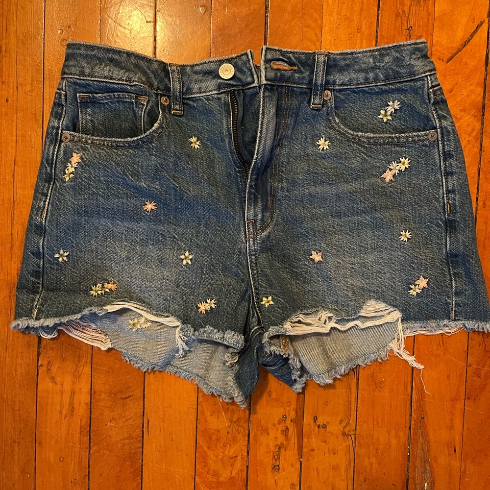 American Eagle Embroidered floral Mom shorts size 8